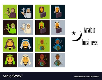Assembly of flat icons on theme arabic business vector image