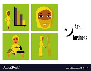 Assembly of flat icons on theme arabic business vector image