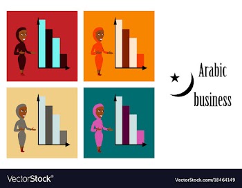 Assembly of flat icons on theme arabic business vector image
