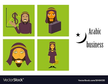 Assembly of flat icons on theme arabic business vector image