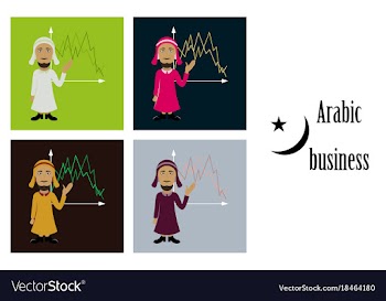 Assembly of flat icons on theme arabic business vector image