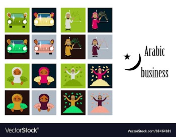 Assembly of flat icons on theme arabic business vector image