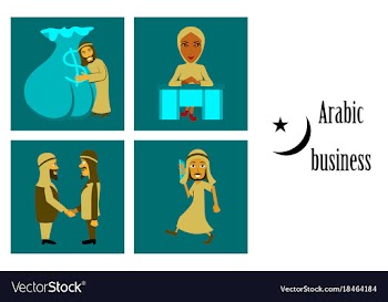 Assembly of flat icons on theme arabic business vector image