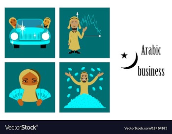Assembly of flat icons on theme arabic business vector image