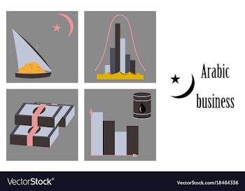 Assembly of flat icons on theme arabic business vector image