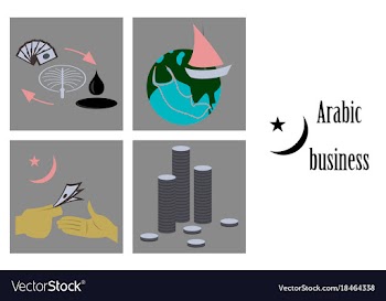 Assembly of flat icons on theme arabic business vector image