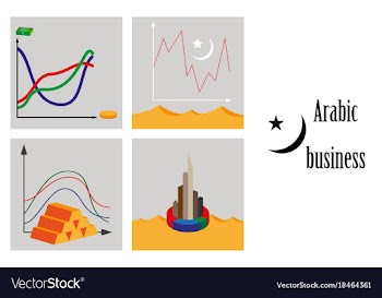 Assembly of flat icons on theme arabic business vector image