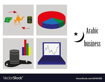 Assembly of flat icons on theme arabic business vector image