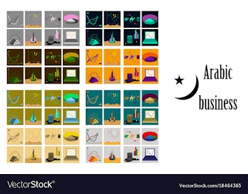 Assembly of flat icons on theme arabic business vector image