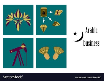 Assembly of flat icons on theme arabic business vector image