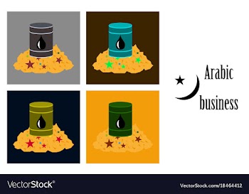 Assembly of flat icons on theme arabic business vector image