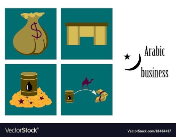 Assembly of flat icons on theme arabic business vector image