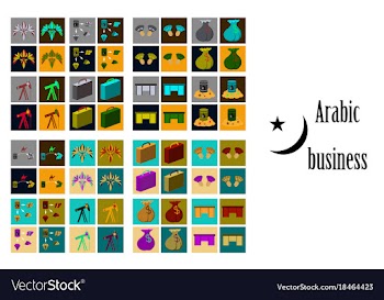 Assembly of flat icons on theme arabic business vector image