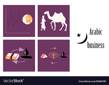 Assembly of flat icons on theme arabic business vector image
