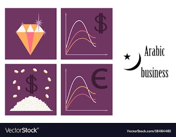 Assembly of flat icons on theme arabic business vector image