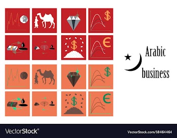 Assembly of flat icons on theme arabic business vector image