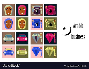 Assembly of flat icons on theme arabic business vector image