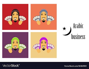 Assembly of flat icons on theme arabic business vector image