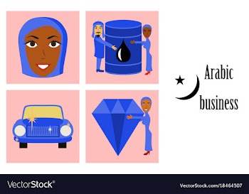 Assembly of flat icons on theme arabic business vector image