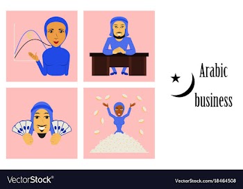 Assembly of flat icons on theme arabic business vector image