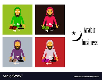 Assembly of flat icons on theme arabic business vector image