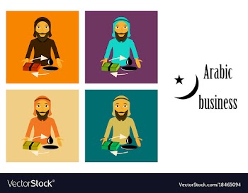 Assembly of flat icons on theme arabic business vector image