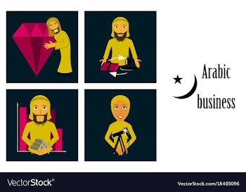 Assembly of flat icons on theme arabic business vector image