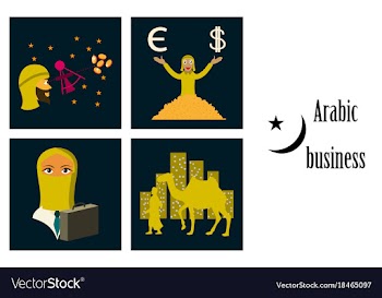 Assembly of flat icons on theme arabic business vector image