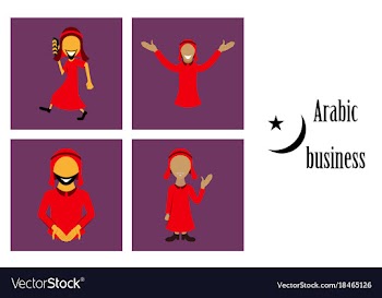 Assembly of flat icons on theme arabic business vector image
