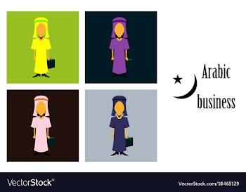 Assembly of flat icons on theme arabic business vector image