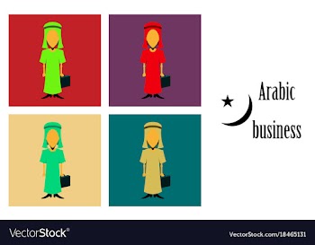 Assembly of flat icons on theme arabic business vector image