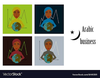 Assembly of flat icons on theme arabic business vector image