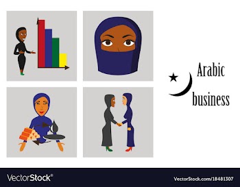 Assembly of flat icons on theme arabic business vector image