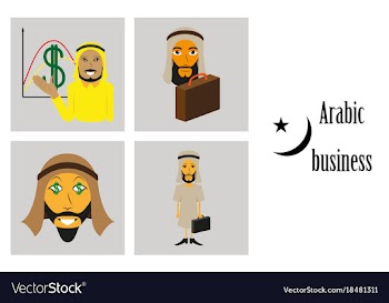 Assembly of flat icons on theme arabic business vector image