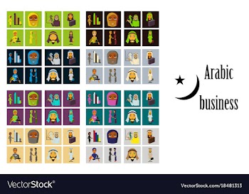 Assembly of flat icons on theme arabic business vector image