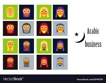 Assembly of flat icons on theme arabic business vector image
