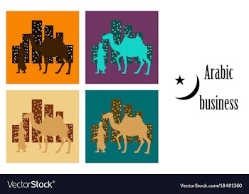 Assembly of flat icons on theme arabic business vector image