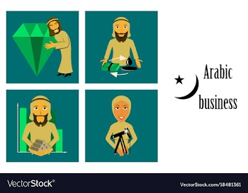 Assembly of flat icons on theme arabic business vector image