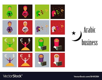Assembly of flat icons on theme arabic business vector image