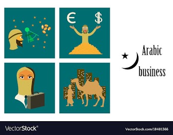 Assembly of flat icons on theme arabic business vector image