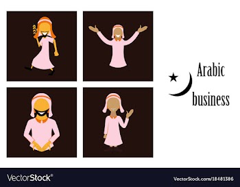 Assembly of flat icons on theme arabic business vector image