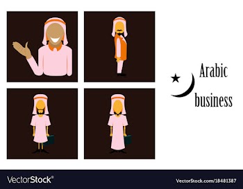 Assembly of flat icons on theme arabic business vector image