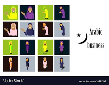 Assembly of flat icons on theme arabic business vector image