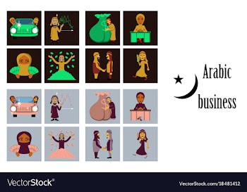 Assembly of flat icons on theme arabic business vector image