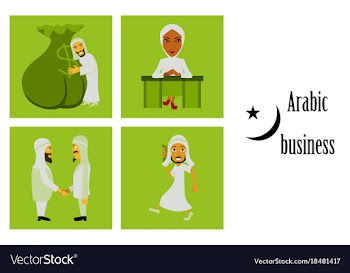 Assembly of flat icons on theme arabic business vector image