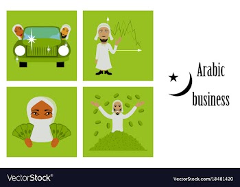 Assembly of flat icons on theme arabic business vector image