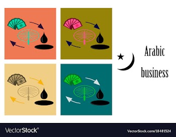Assembly of flat icons on theme arabic business vector image