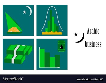 Assembly of flat icons on theme arabic business vector image