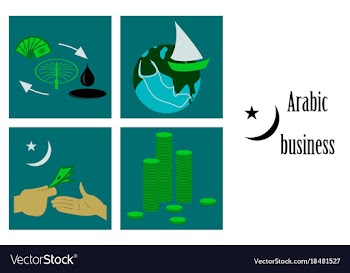 Assembly of flat icons on theme arabic business vector image