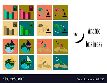 Assembly of flat icons on theme arabic business vector image